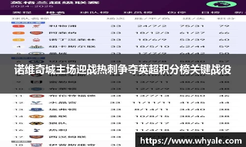 诺维奇城主场迎战热刺争夺英超积分榜关键战役